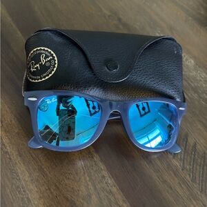Ray-Ban Sunglasses with Blue Lenses and Black Case